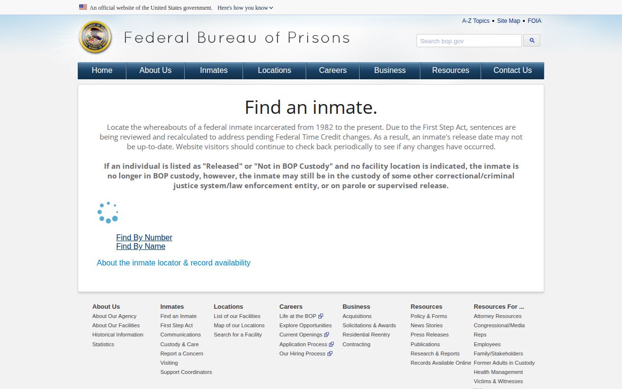 Federal release locator for a Jackson County inmate search